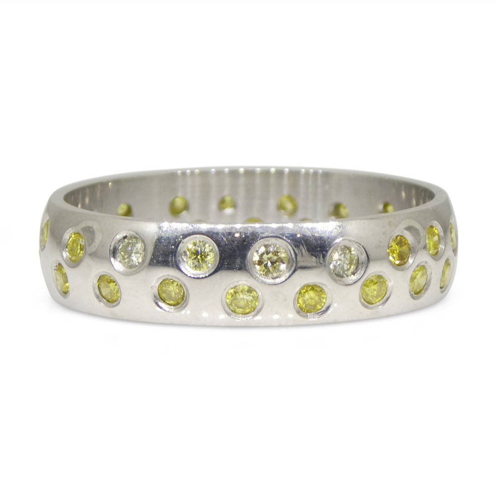 0.68ct Yellow Diamond Starry Sky Band Ring set in 14k White Gold - Skyjems Wholesale Gemstones