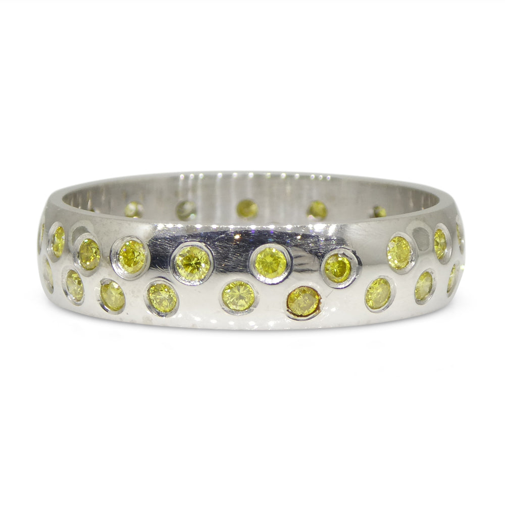 0.68ct Yellow Diamond Starry Sky Band Ring set in 14k White Gold - Skyjems Wholesale Gemstones