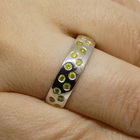 0.68ct Yellow Diamond Starry Night Wedding Ring set in 14k White Gold