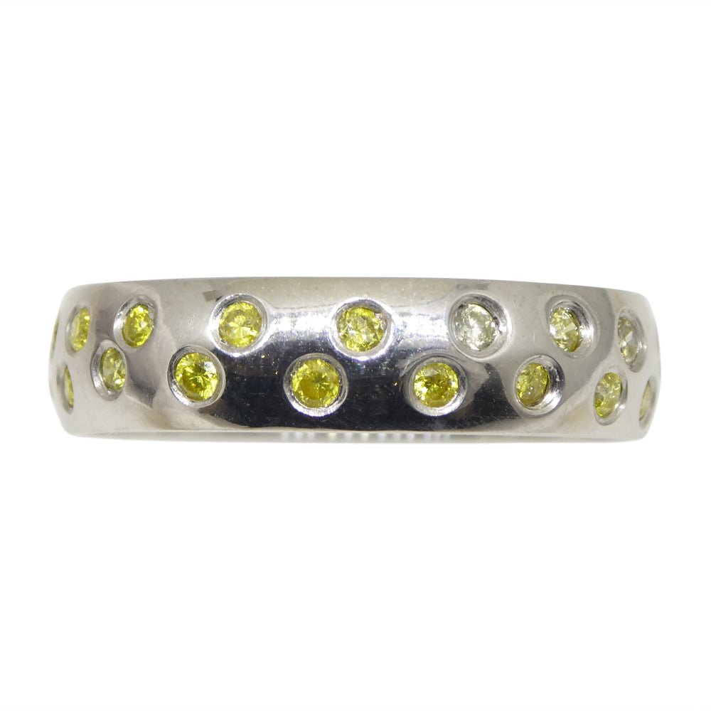 0.68ct Yellow Diamond Starry Sky Band Ring set in 14k White Gold - Skyjems Wholesale Gemstones