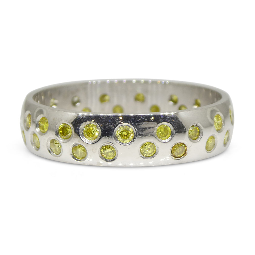 0.68ct Yellow Diamond Starry Sky Band Ring set in 14k White Gold - Skyjems Wholesale Gemstones