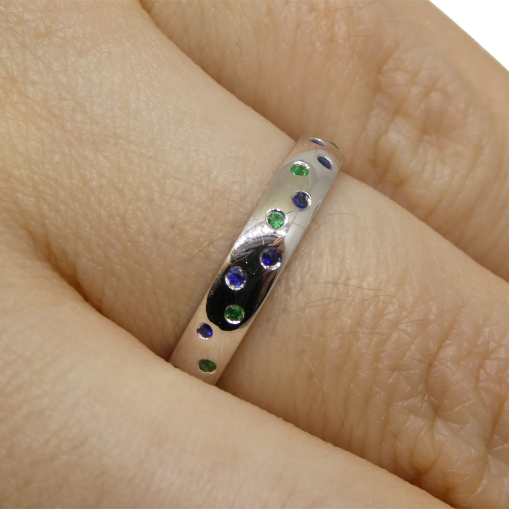 0.24ct Sapphire & Emerald Starry Sky Band Ring set in 14k White Gold - Skyjems Wholesale Gemstones