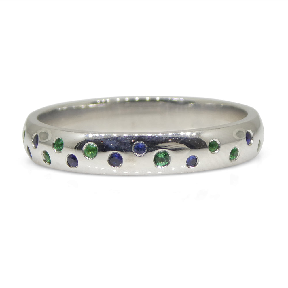 0.24ct Sapphire & Emerald Starry Sky Band Ring set in 14k White Gold - Skyjems Wholesale Gemstones