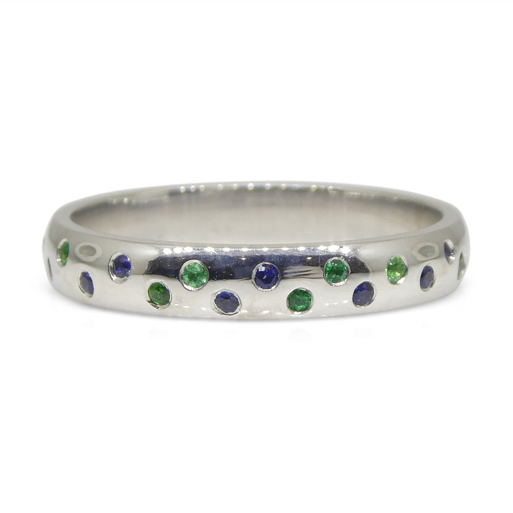 0.24ct Sapphire & Emerald Starry Sky Band Ring set in 14k White Gold - Skyjems Wholesale Gemstones