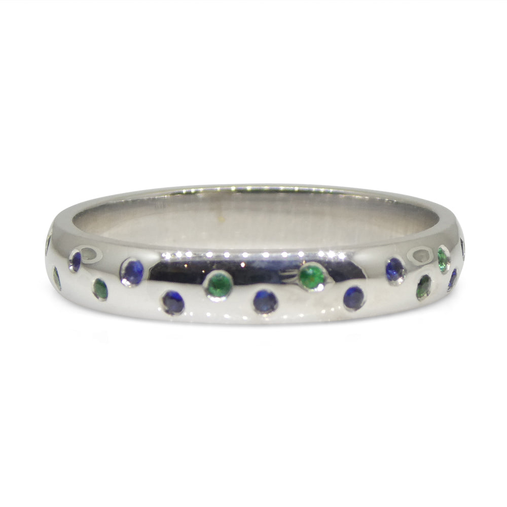 0.24ct Sapphire & Emerald Starry Sky Band Ring set in 14k White Gold - Skyjems Wholesale Gemstones