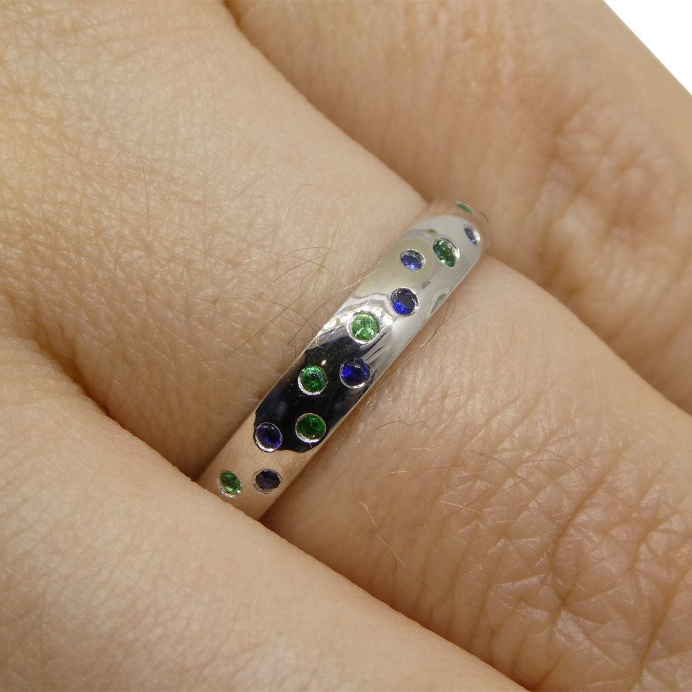 0.24ct Sapphire & Emerald Starry Sky Band Ring set in 14k White Gold - Skyjems Wholesale Gemstones