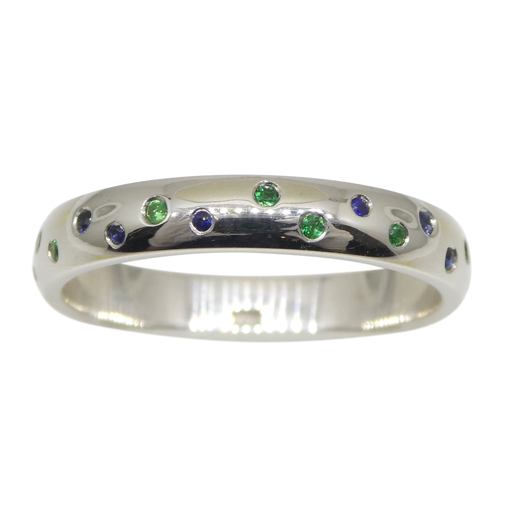 0.24ct Sapphire & Emerald Starry Sky Band Ring set in 14k White Gold - Skyjems Wholesale Gemstones