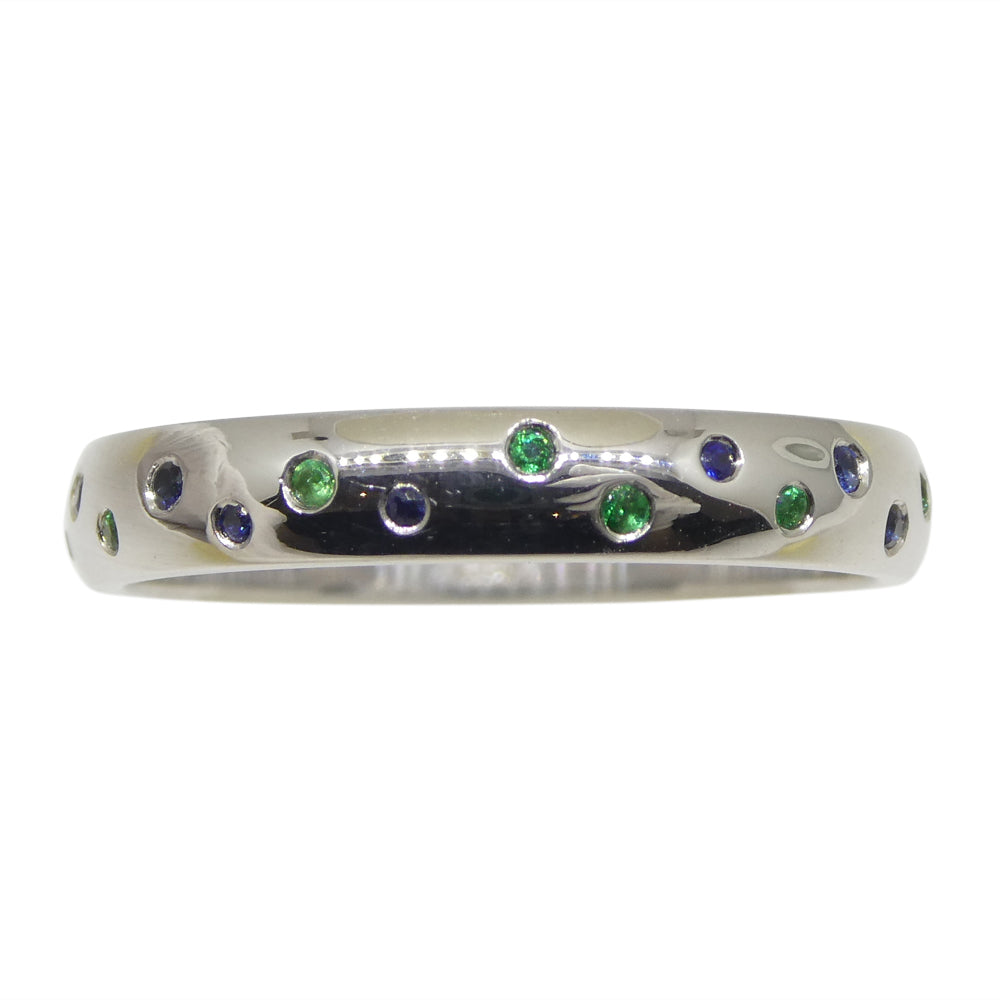 0.24ct Sapphire & Emerald Starry Sky Band Ring set in 14k White Gold - Skyjems Wholesale Gemstones