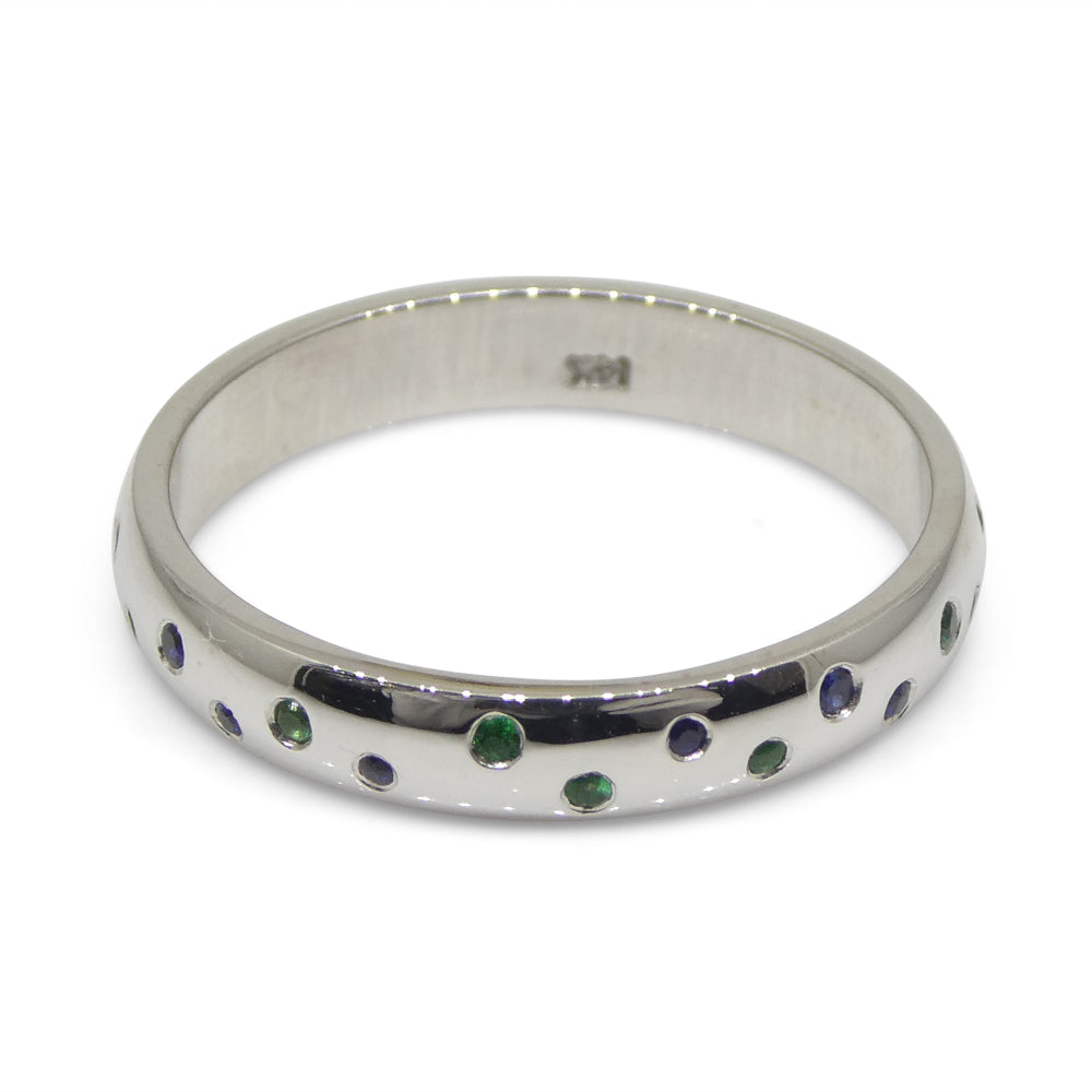 0.24ct Sapphire & Emerald Starry Sky Band Ring set in 14k White Gold - Skyjems Wholesale Gemstones