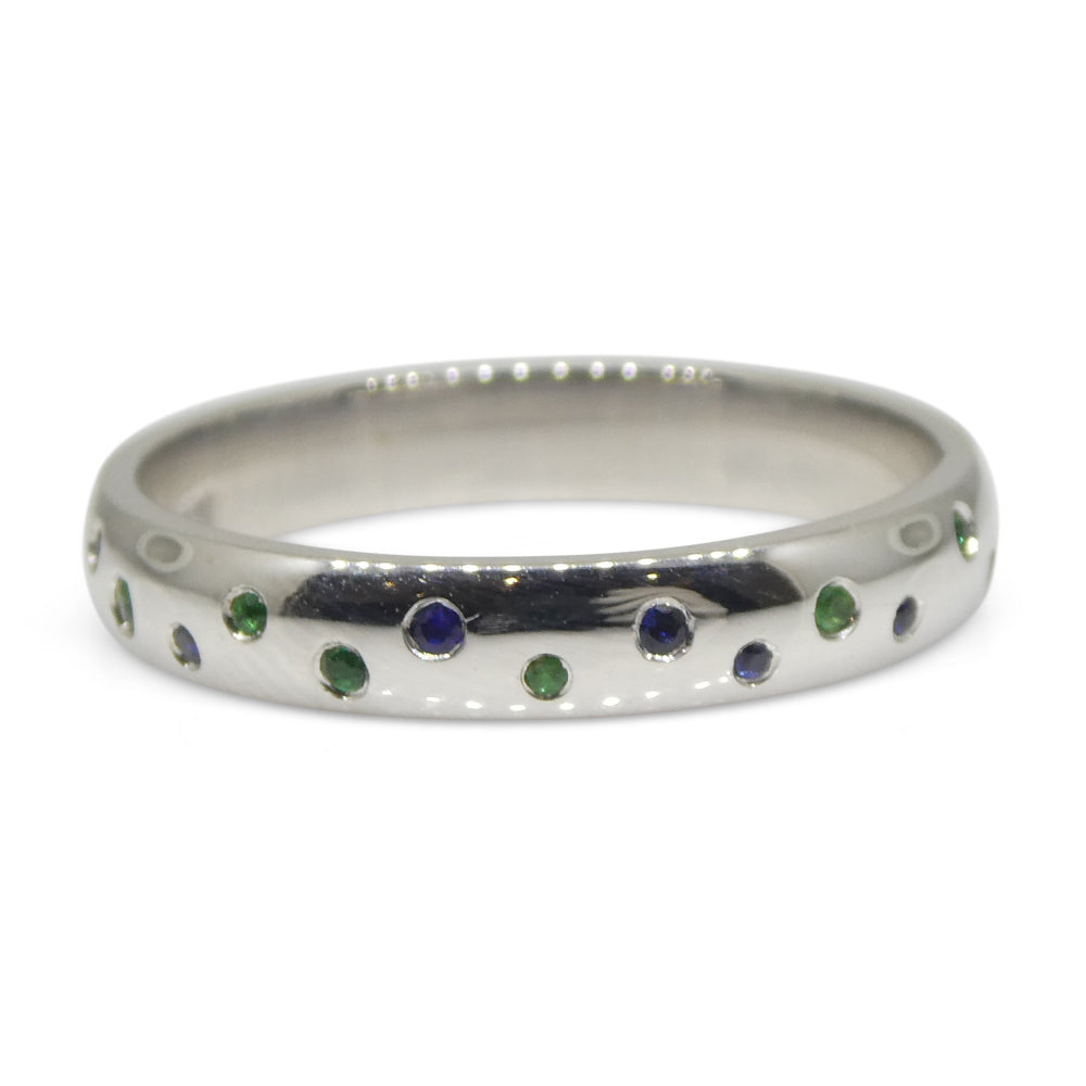 0.24ct Sapphire & Emerald Starry Sky Band Ring set in 14k White Gold - Skyjems Wholesale Gemstones