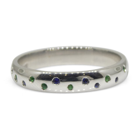 0.24ct Sapphire & Emerald Starry Night Wedding Ring set in 14k White Gold