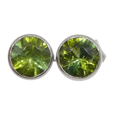 0.51ct Round Green Sapphire Stud Earrings set in 14k White Gold