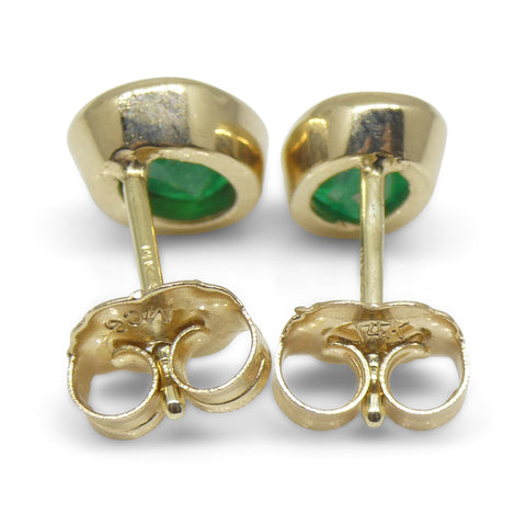 0.98ct Colombian Emerald Stud Earrings set in 14k Yellow Gold