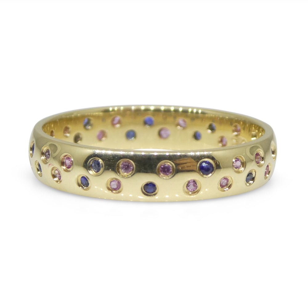 0.30ct Pink & Blue Sapphire Starry Sky Band Ring set in 14k Yellow Gold - Skyjems Wholesale Gemstones