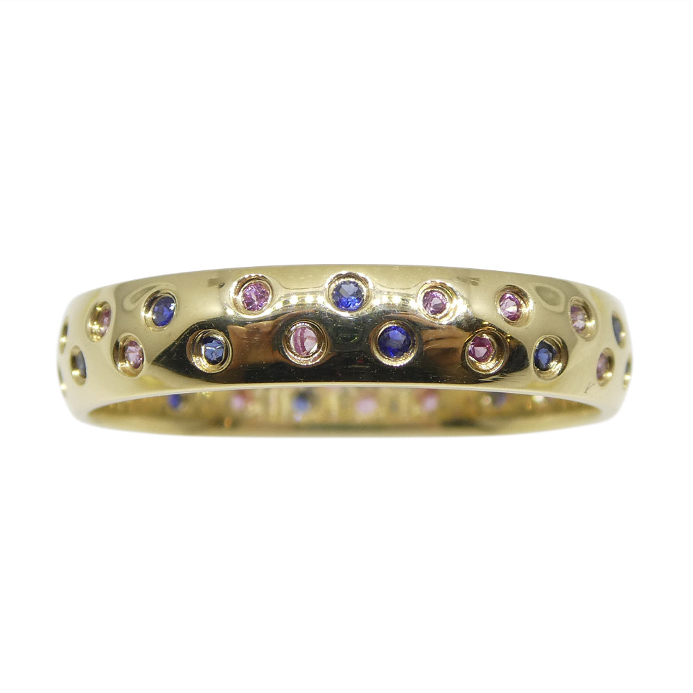 0.30ct Pink & Blue Sapphire Starry Sky Band Ring set in 14k Yellow Gold - Skyjems Wholesale Gemstones