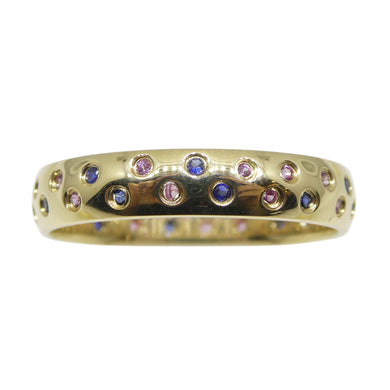 0.30ct Pink & Blue Sapphire Starry Sky Band Ring set in 14k Yellow Gold - Skyjems Wholesale Gemstones
