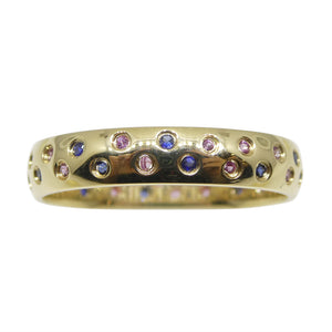 0.30ct Pink & Blue Sapphire Starry Sky Band Ring set in 14k Yellow Gold - Skyjems Wholesale Gemstones
