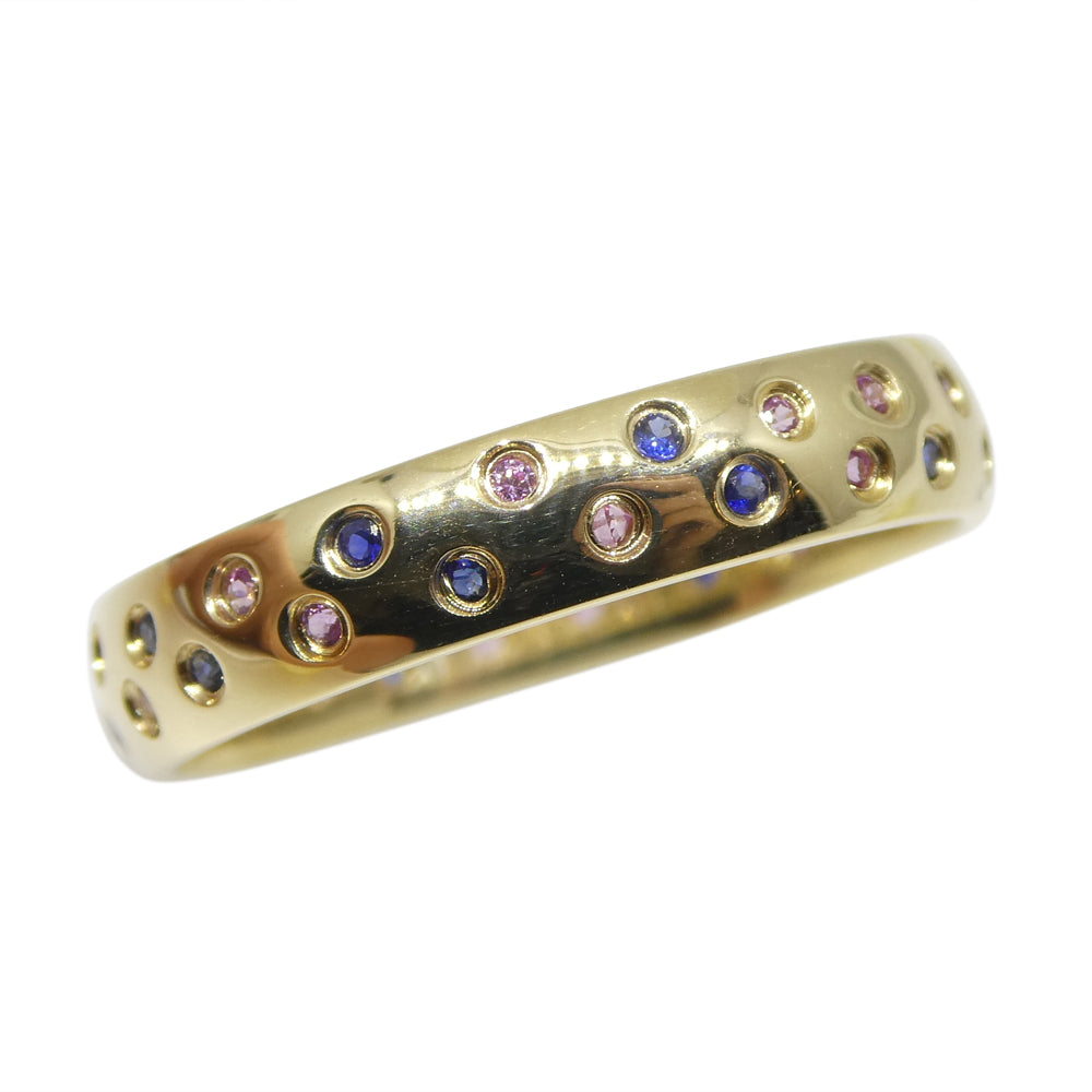 0.30ct Pink & Blue Sapphire Starry Sky Band Ring set in 14k Yellow Gold - Skyjems Wholesale Gemstones