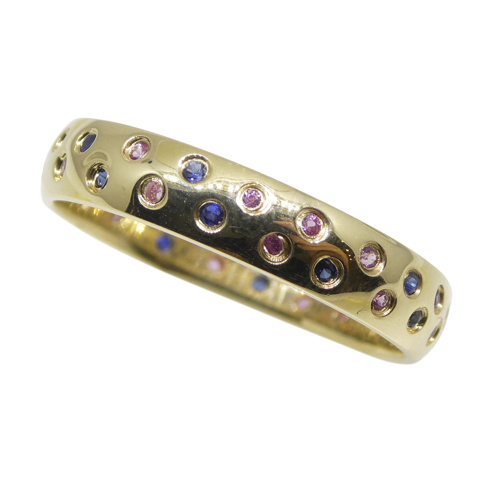 0.30ct Pink & Blue Sapphire Starry Sky Band Ring set in 14k Yellow Gold - Skyjems Wholesale Gemstones