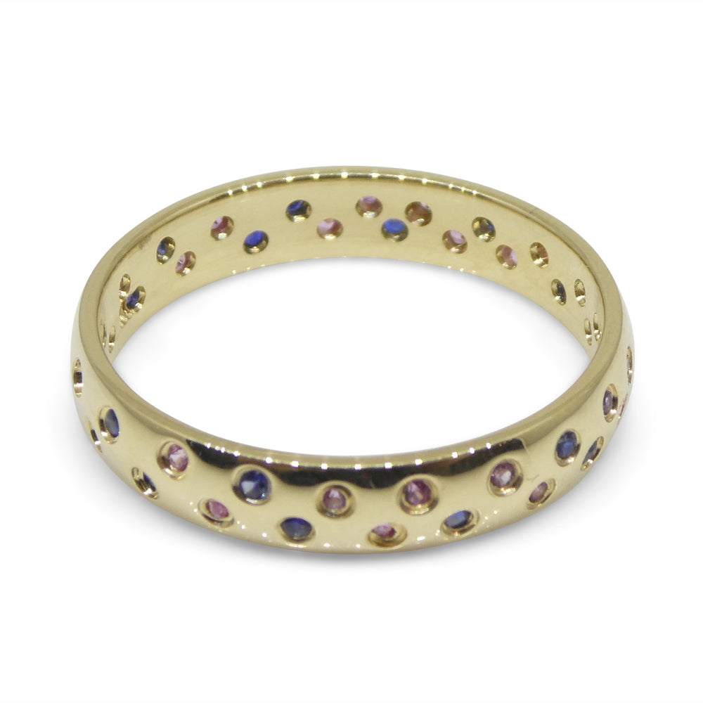 0.30ct Pink & Blue Sapphire Starry Sky Band Ring set in 14k Yellow Gold - Skyjems Wholesale Gemstones