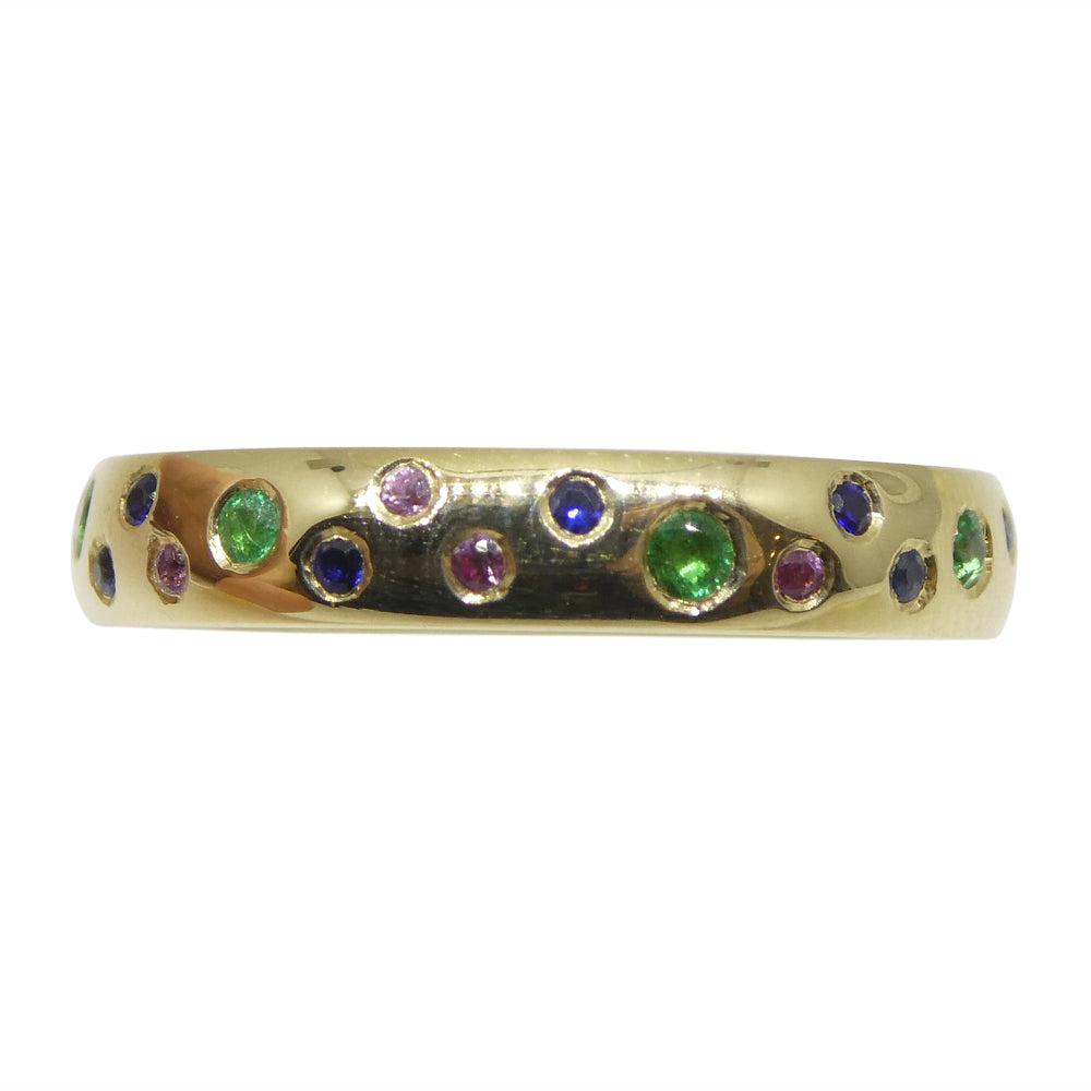 0.21ct Emerald & Sapphire Starry Sky Band Ring set in 14k Yellow Gold - Skyjems Wholesale Gemstones