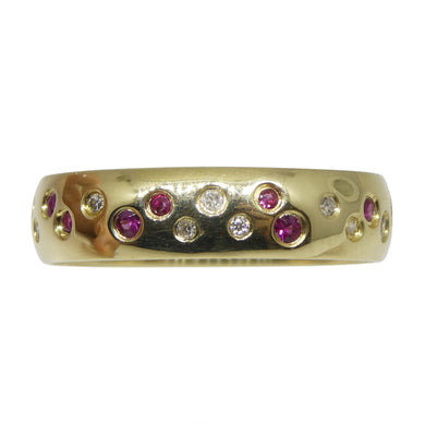 0.33ct Ruby & Diamond Starry Sky Band Ring set in 14k Yellow Gold - Skyjems Wholesale Gemstones
