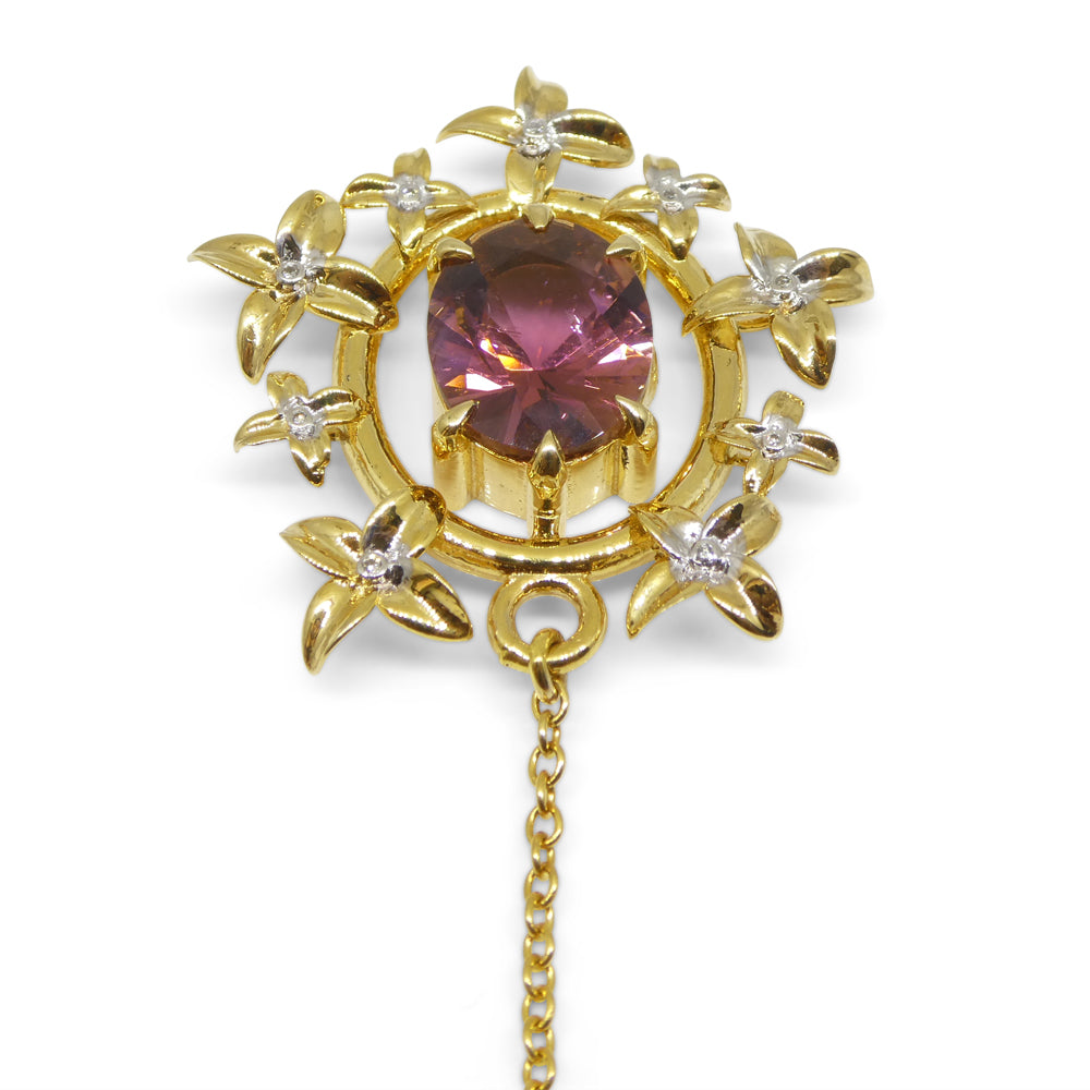 2.91ct Pink Tourmaline, Diamond Pendant set in 14k Yellow Gold, designed by Bella Jang - Skyjems Wholesale Gemstones