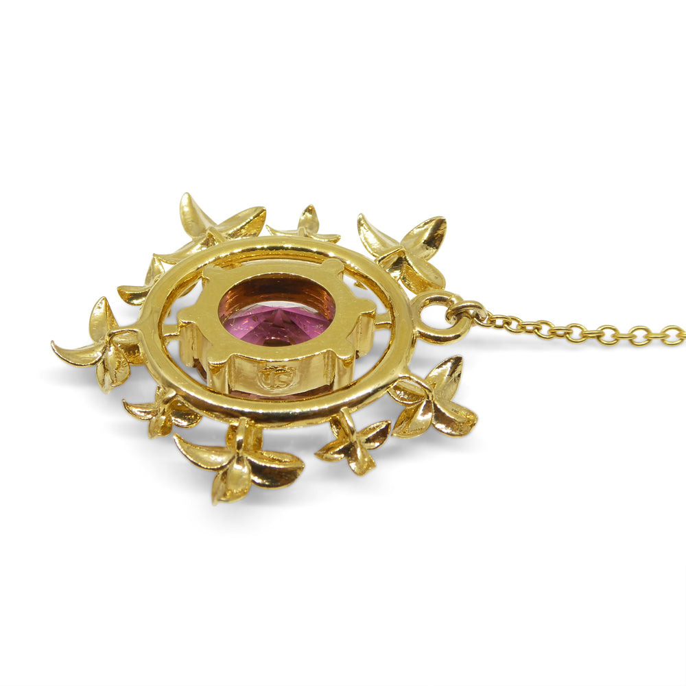 2.91ct Pink Tourmaline, Diamond Pendant set in 14k Yellow Gold, designed by Bella Jang - Skyjems Wholesale Gemstones