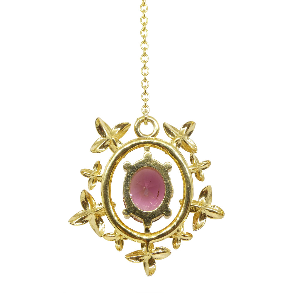 2.91ct Pink Tourmaline, Diamond Pendant set in 14k Yellow Gold, designed by Bella Jang - Skyjems Wholesale Gemstones