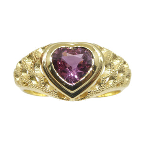 1.15ct Heart Shape Pink Sapphire Filigree Ring set in 18k Yellow Gold - Skyjems Wholesale Gemstones
