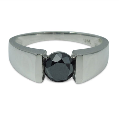 Fine Quality 1.72 cts. Black Diamond Unisex Solitaire Ring in 14kt White Gold - Skyjems Wholesale Gemstones
