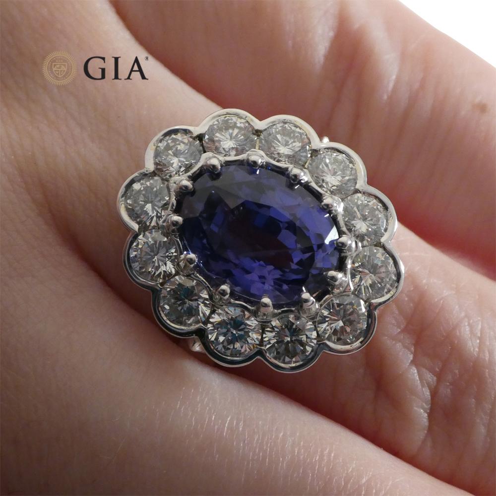 Fine Quality 4.64ct GIA Certified Color Change Sapphire & Diamond Scallop Ring in 18kt White Gold - Skyjems Wholesale Gemstones