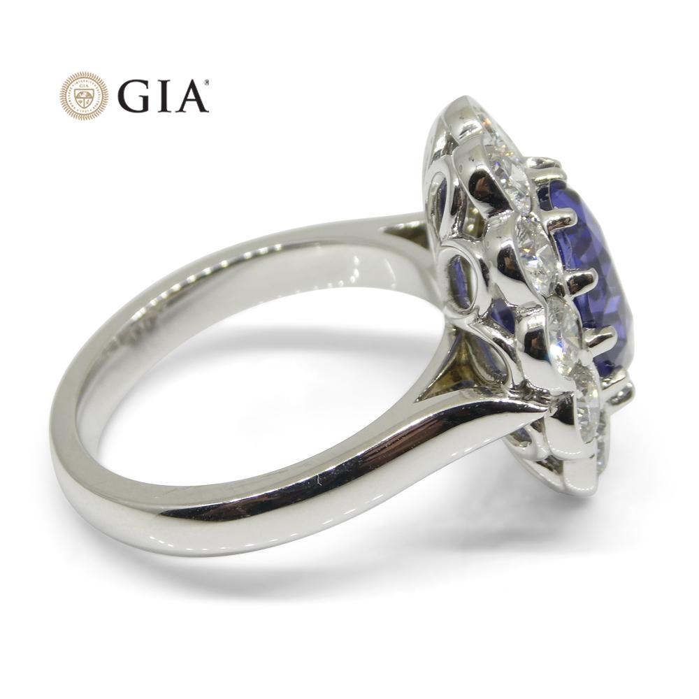 Fine Quality 4.64ct GIA Certified Color Change Sapphire & Diamond Scallop Ring in 18kt White Gold - Skyjems Wholesale Gemstones