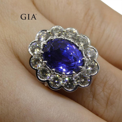 4.64ct GIA-Certified Color-Change Sapphire & Diamond Cocktail/Statement/Engagement Ring