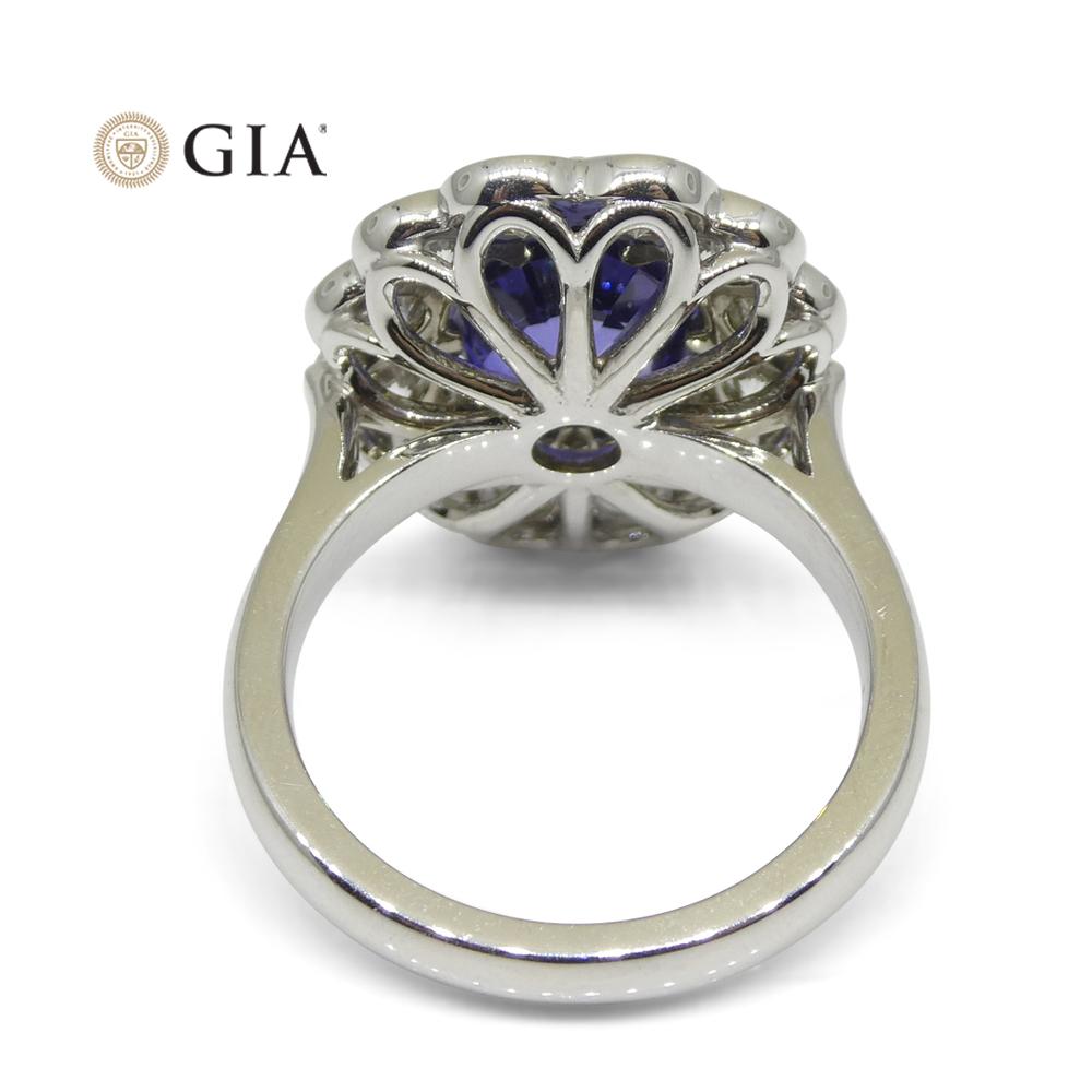 Fine Quality 4.64ct GIA Certified Color Change Sapphire & Diamond Scallop Ring in 18kt White Gold - Skyjems Wholesale Gemstones