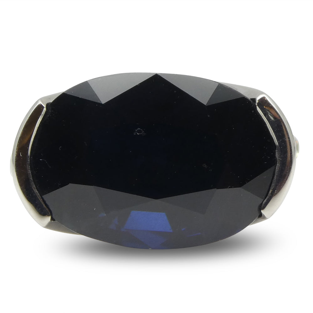 Fine Quality 12.21ct IGI Certified Unheated Blue Sapphire & Diamond Ring in 18kt White Gold - Skyjems Wholesale Gemstones