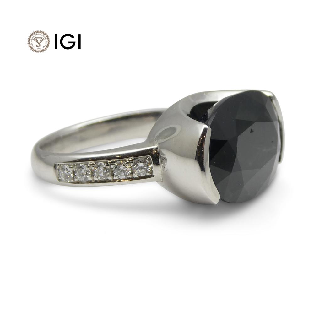 Fine Quality 12.21ct IGI Certified Unheated Blue Sapphire & Diamond Ring in 18kt White Gold - Skyjems Wholesale Gemstones