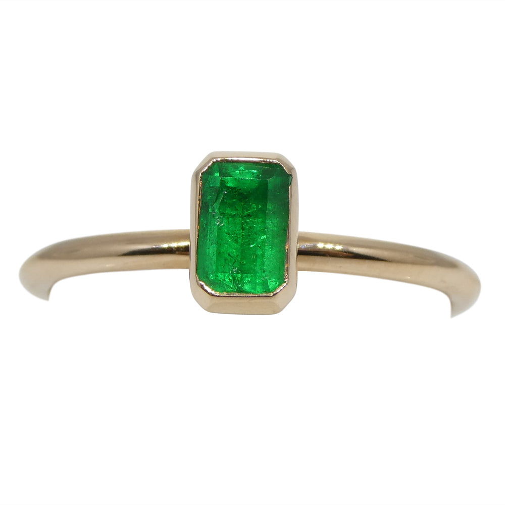 SkyJems Colombian Emerald Stacker Ring in 14k Rose Gold - Dainty Green Gemstone Solitaire Ring