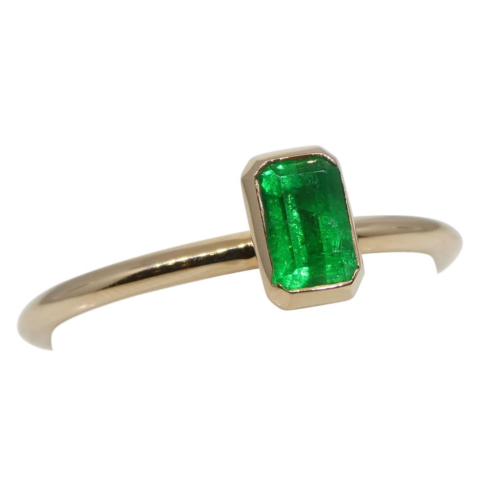 SkyJems Colombian Emerald Stacker Ring in 14k Rose Gold - Dainty Green Gemstone Solitaire Ring