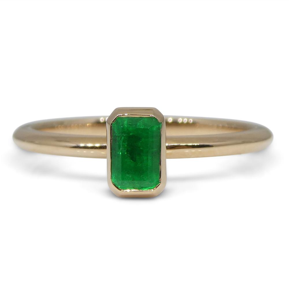 SkyJems Colombian emerald octagon-cut stacker ring in 14k rose gold, dainty green gemstone jewelry