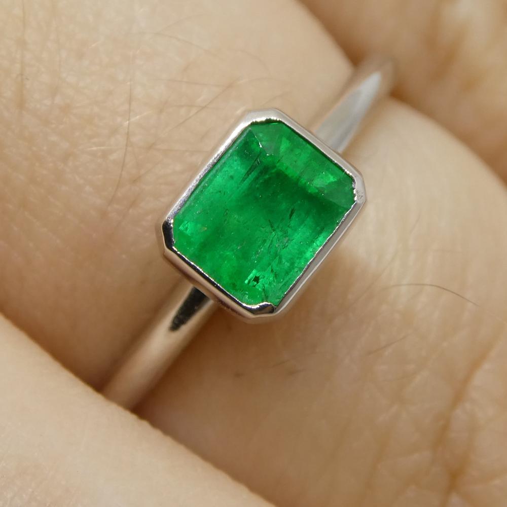 Colombian Emerald Stacker Ring set in 14k White Gold