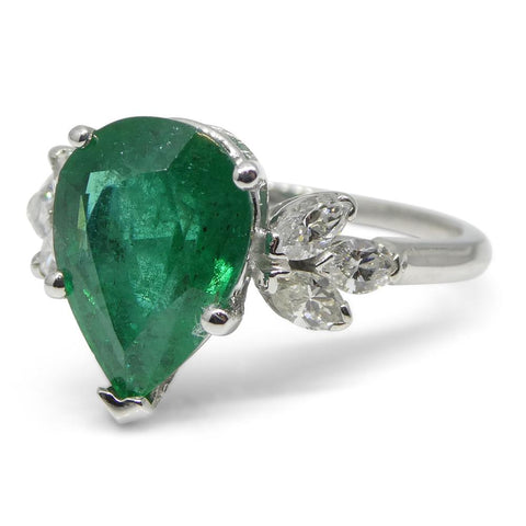 2.62ct Emerald & Diamond Statement or Engagement Ring in 14k White Gold