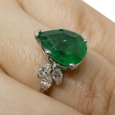 2.62ct Emerald & Diamond Statement or Engagement Ring in 14k White Gold