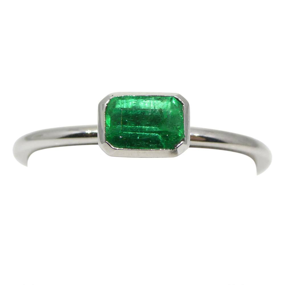 0.39ct Colombian Green Emerald Octagon Stacker Ring in 10kt White Gold by SkyJems Canadian Jewellers