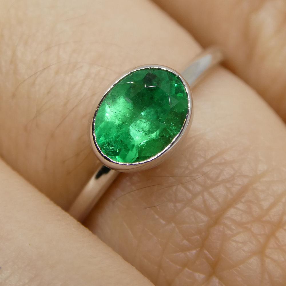 Emerald Stacker Ring set in 10kt White Gold - Skyjems Wholesale Gemstones