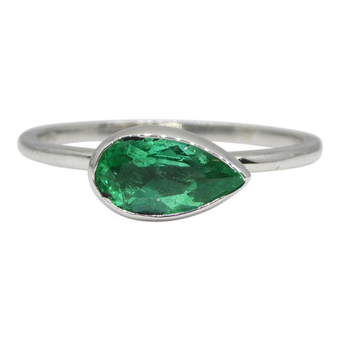 Colombian Emerald Stacker Ring set in 10kt White Gold