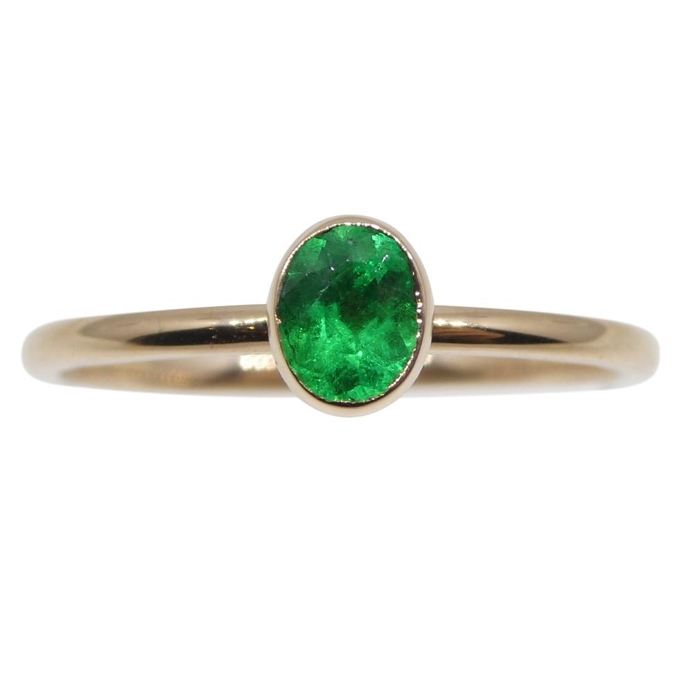 0.28ct Colombian Emerald Stacker Ring in Pink Gold - Dainty Green Gemstone Ring by SkyJems Canada