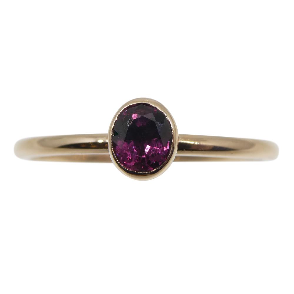 Burmese Ruby Stacker Ring in 10kt Pink Gold - Dainty Oval Gemstone Ring by SkyJems Canada