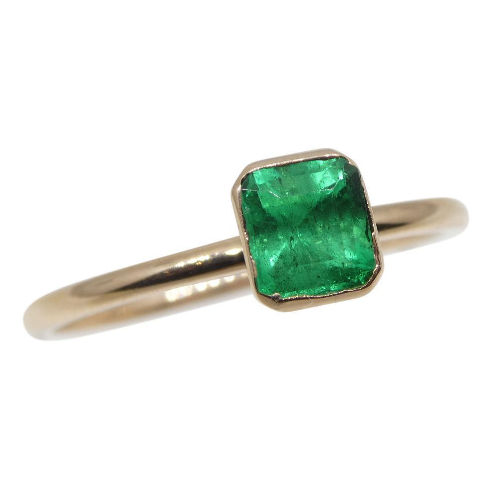 SkyJems Colombian Emerald Stacker Ring in 10kt Pink Gold - Dainty Green Gemstone Stacking Ring, Made in Canada