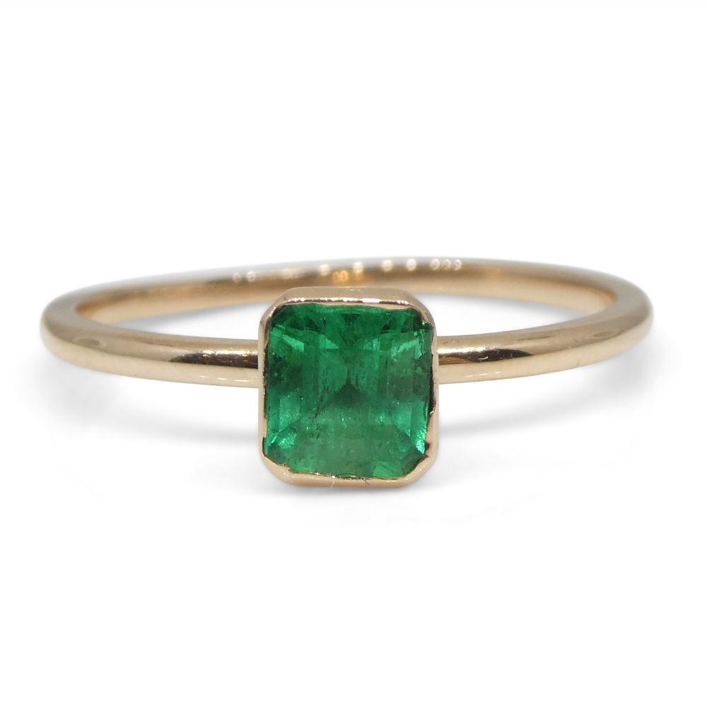 SkyJems Colombian Emerald Stacker Ring in 10kt Pink Gold - Dainty Green Gemstone Stacking Ring, Made in Canada
